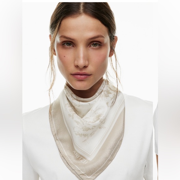 Old Money Aritzia Elite Scarf 100% Silk – Cream Color - Picture 4 of 7